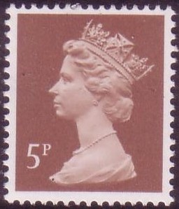 1995 GB - SGX935 (U140A) 5p Dull Red-Brown (H) OFPP MNH